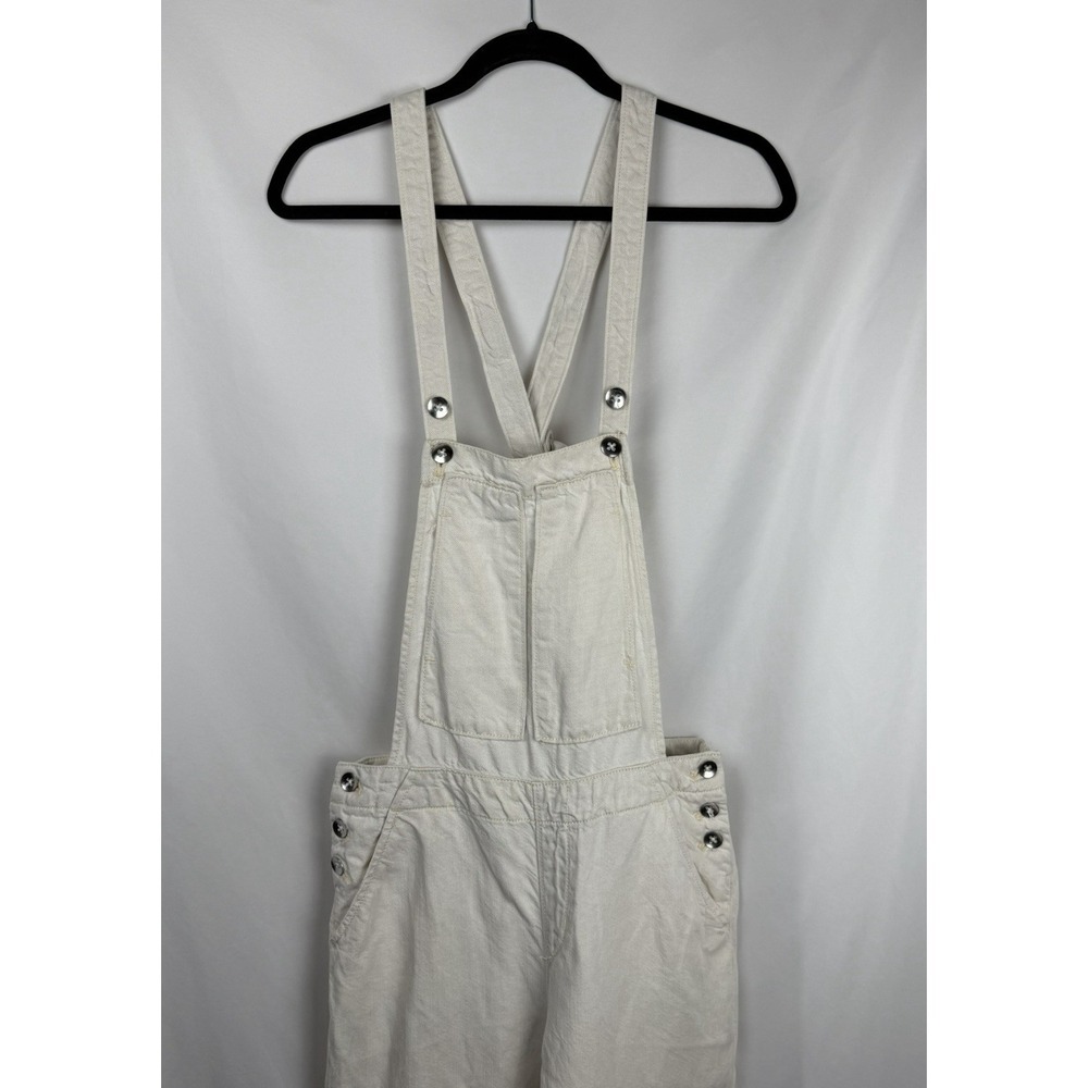 Anthropologie Pilcro Linen Blend White/Ivory Straight‎ Leg Carpenter Overalls XS
